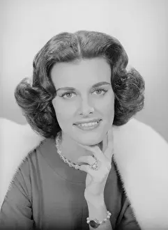 Studio portrait of woman with fur