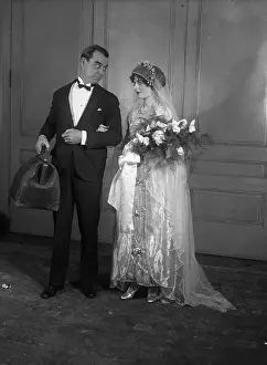 Couples Prints: Studio shot of newly wed couple