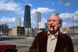 Studs Terkel Smoking a Cigar