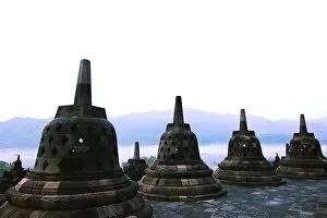 Images Dated 29th February 2016: Stupas with background of mountains at Borobudur
