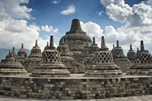 Stupa Prints: Stupas At Borobudur Temple, Jawa, Indonesia