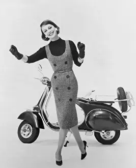 Blouse Prints: Stylish Woman and Scooter