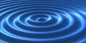 Stylized blue water rings, 3D illustration