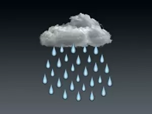 Raindrop Gallery: Stylized rain cloud with rain drops, 3D illustration