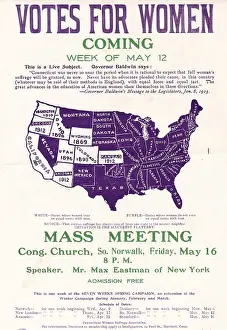 Womens Suffrage Prints: Suffrage Map Meetings Poster