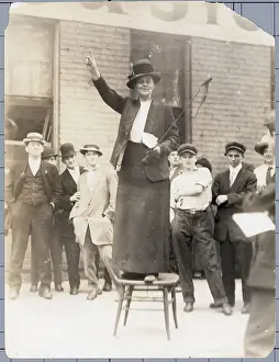 Stool Prints: Suffragette Addressing Crowd