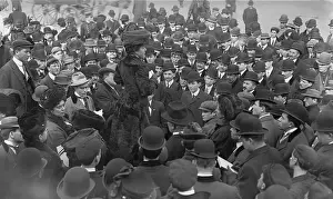 Suffragette Speaking to Crowd of Men