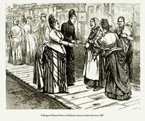 Images Dated 16th June 2018: Suffragette Women Voters in Oskaloosa, Kansas, Early American Engraving, 1887