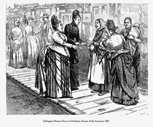 Images Dated 21st July 2017: Suffragette Women Voters in Oskaloosa, Kansas, Early American Engraving, 1887