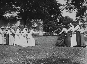 Prints of A group of suffragettes play Tug of War at a picnic at Gala Park near New York, US, circa 1915. (Photo by FPG/Archive Photos/Getty Images) Historic Moments from the Women’s Fight for the Vote: Suffragettes Play Tug of War