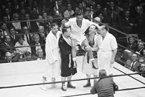 Great Prints: Sugar Ray Robinson Held Up in Ring by Boxers