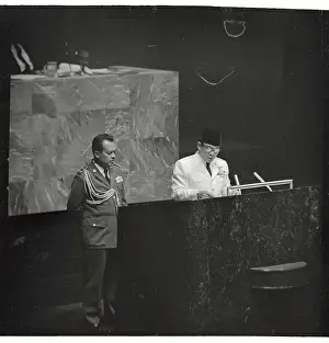 Sukarno Prints: Sukarno Achmed Speaking at Podium