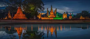Illuminate Prints: sukhothai historical park, world heritage site in Thailand were illuminated in the light show