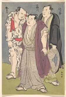 National Collection of Art, Washington Collection: Three Sum┼ì Wrestlers: Onogawa, Seimiyama, and Yatsugamine ca. 1790s