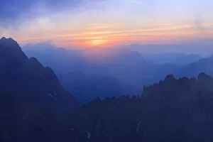 Summer solstice with fog in the Karwendel, Tyrol, Austria