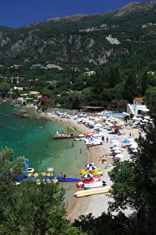 Images Dated 8th April 2013: Summer view over Paleokastritsa resort, Corfu