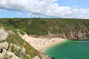 Images Dated 4th August 2014: Summertime at Porthcurno Beach