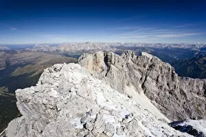 Summit of Cima Vezzena Mountain in the Pala Group, overlooking the Dolomites with the South Face of the Marmolada