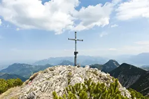 Alps Prints: Summit cross on the limestone peak of Grosser Traithen Mountain