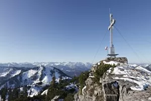 Images Dated 23rd October 2011: Summit of Mt Wallberg, Mt Setzberg, left, Mangfall mountains, Upper Bavaria, Bavaria, Germany