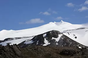 Pinnacle Rock Formation Collection: Summits of the Snaefell and Snaefellsjoekull volcanos, Snaefellsness National Park, Iceland, Europe