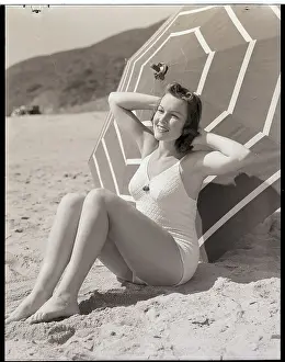 Modeling Prints: Sunbather Leaning Against Umbrella