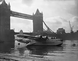 Sunderland Flying Boat Being Displayed by Tower Bridge