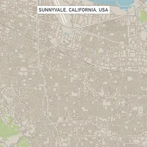 Street Map Prints: Sunnyvale California US City Street Map