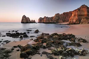 Algarve Gallery: Sunrise on the beach, Lagos, Algarve, Portugal, Europe