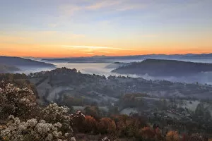 Images Dated 3rd November 2015: Sunrise above Dobricu Lapusului and Targu Lapus, Maramures County, Transylvania, Romania