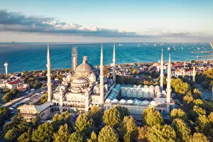 Images Dated 17th August 2019: Sunrise drone Photo of Blue Mosque