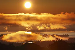 Break Of Dawn Gallery: Sunrise, lake Chiemsee and Frauenchiemsee island, also known as Fraueninsel island