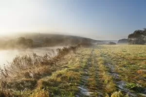 Mist Collection: Sunrise with morning fog, Main River, Stammheim am Main, Lower Franconia, Franconia, Bavaria