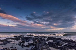 Images Dated 31st May 2015: Sunrise, Ship, Storm, Waves, Rocks, Ocean, Clouds, Atlantic Ocean, Cape Town, South Africa