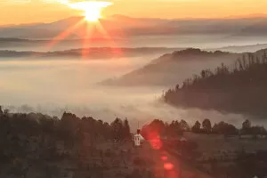 Images Dated 3rd November 2015: Sunrise above valley, Targu Lapus, Maramures County, Transylvania, Romania