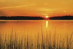 Sunset On Anglin Lake In Prince Albert National Park