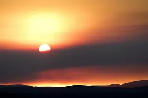 Images Dated 11th September 2014: Sunset behind the ash and gas cloud of the Holuhraun fissure eruption