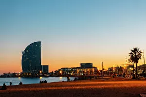 Urban Skyline Gallery: Sunset at Barceloneta beach, Barcelona, Spain