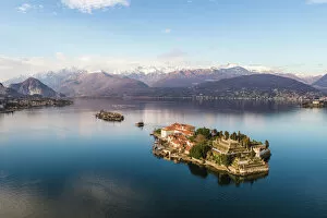 Aerial View Collection: Sunset over Borromeean islands, Lake Maggiore, Italy