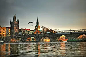 Czech Republic Gallery: Sunset on Charles Bridge, Prague, Czech Republic