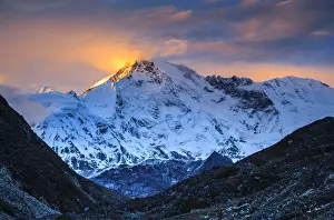 Sunset Over Cho Oyu, Gokyo, Sagarmatha National Pa