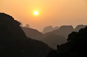 Ha Long Bay Prints: Sunset in the dry Halong Bay, Ninh Binh area, Vietnam, Southeast Asia