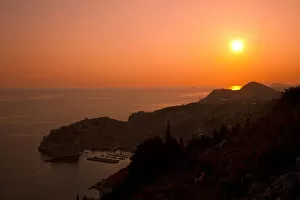 Sunset Over Dubrovnik and Adriatic Sea