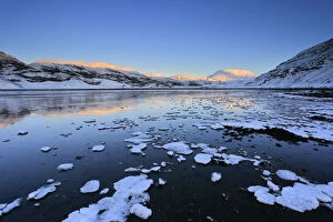 Images Dated 17th March 2016: Sunset over the frozen BorgarfjA┬Ârdur