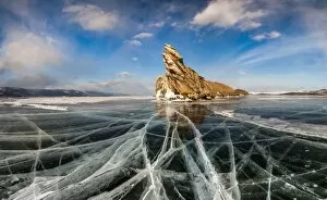 Images Dated 8th March 2016: Sunset on the ice of Lake Baikal