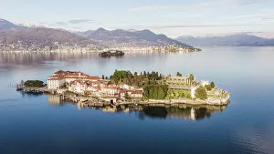 Aerial View Collection: Sunset over Isola Bella, Lake Maggiore, Italy