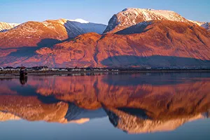 Images Dated 26th February 2013: Sunset light on Ben Nevis, Scotland, UK