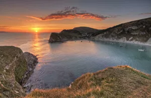 Images Dated 2nd October 2014: Sunset at Lulworth Cove in Dorset