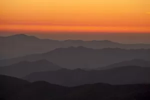 Images Dated 28th October 2016: Sunset in mountains at Clingmans Dome, Great Smoky Mountain National Park, Tennessee, USA