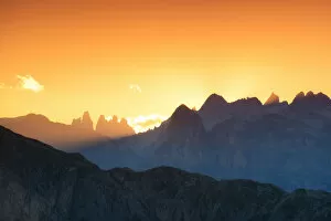 Images Dated 16th July 2016: Sunset behind Odle group, Dolomites